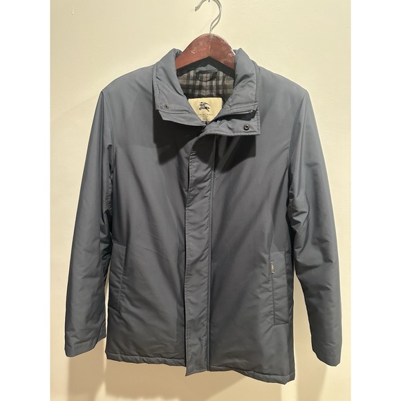 Burberry Brit S Gray Nylon Jacket Check Lined Coat Rain Jacket Vintage Y2K